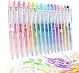 HANKU Glitter Gel Pens, 16 Assorted Colors Sparkle Gel Glitter Pens, 0.7mm Fine Tip Retractable Colored Glitter Pens for Adults Journaling Coloring Drawing Doodling (16 COLORS)…