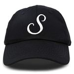 DALIX Initial Hat Letter S Black Womens Baseball Cap Monogram Cursive Embroider