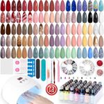 Lavender Violets Gel Nail Polish Kit with U V Light, 45 Colors All Seasons Soak Off Gel Polish Nail Set with MatteGlossy Base Top Coat Essential Manicure Tools Nails Art Gifts LA07