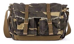 Gootium Canvas Messenger Bag - Vintage Shoulder Bag Frayed Style Satchel, Camouflage