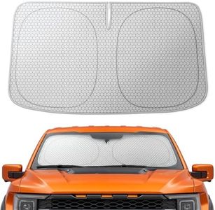 WOLFBOX Graphene Car Windshield Sun Shade with Ice Silk Technology Advanced Heat Dissipation Fabric, Blocks 99% UV & Infrared Rays, Foldable Front Window Sunshade(XX-Large 69.29''L*35.04''W)