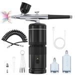 Rexley Airbrush Kit - Auto Handheld Airbush Gun Rechargeable Airbrush Compressor Nail Airbrush Machine - Airbrush Set Portable Wireless Air Brush for Nail Art Barber Makeup Model Painting Cake Decor