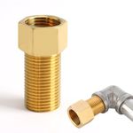 Brass Threaded Pipe Fitting, 50 mm Length 1/2 PT Male x 1/2 PT Female Coupling Adapter Plumbing Joints and Hose Connections BSP Thread Brass Hex Nipple Connector for Air Pipe Fuel Pipe Water Pipe