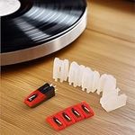 Navaris Record Player Needle Replacement - Pack of 5 Vinyl Turntable Needles with 1 Cartridge - Stylus Compatible with Most Record Players for Enhanced Sound Quality - Red & Black