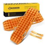 BUNKER INDUST Off Road Traction Boards, Pair Recovery Tracks Traction Mat for Vehicle Truck Jeep SUV, Mud, Snow, Sand Ramp-Orange Emergency Tire Traction Pads (Gen 10th)