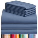 LuxClub 7 PC Sheet Set Bamboo Sheets Deep Pockets 18" Eco Friendly Wrinkle Free Sheets Hypoallergenic Anti-Bacteria Machine Washable Hotel Bedding Silky Soft - Oxford Split King