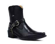 Cuban Heel Smart Chain Buckle New Men Boot UK Size 6-12 (EU 44, Black)