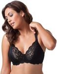 LEADING LADY Ava Underwired Scalloped Lace Wide Straps Bra, Size 44B, Black