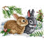 Cross Stitch DIY Hand Needlework Kits 11CT Stamped Cross Stitch Kits for Beginners Pre-Printed Embroidery Kit Pattern Rabbits