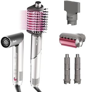Shark FlexFusion Hair Dryer with Fusion Hair Brush, Ceramic Air Styler with Auto-Wrap Hair Curlers & Concentrator, Ceramic Plates, Metallic Mist HD641
