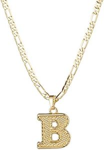 kelistom Initial Necklace for Women Men, Gothic 14K Gold Plated 26 Letters Pendant Necklace, Figaro Paperclip Chain with Extension