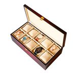 NESTED AURA™ Wooden Watch Box Organizer - Premium Matte Finish,10 Slots,Vintage Style,Soft Velvet Interior, Robust Exterior for Superior Protection, Watch Organizer for Men,Watch Organizer for Women