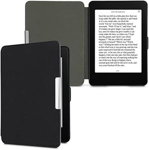 kwmobile Case Compatible with Amazon Kindle Paperwhite - Nylon Protective e-Reader Cover Folio Book Style Case - Black