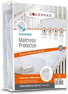 Guardmax Waterproof Porta Crib Mattress Cover Fitted - Smooth and Quiet Baby Mattress Protector - Machine Washable Portable Crib Cover (24x38x3)