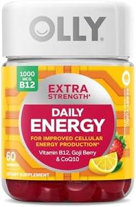 OLLY Extra Strength Daily Energy Gummy, Caffeine Free, 1000mcg Vitamin B12, CoQ10, Goji Berry, Adult Chewable Supplement, Berry Yuzu Flavor - 60 Count