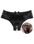 ohmydear Lace Thongs for Women Stretchy French Frilly Knickers Plus Size Femboy Panties Cheeky Underwear Ladies Sexy Panties Hipster Sheer Mesh Bikini Briefs Black