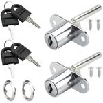 2 Sets Office Drawer Lock Cabinet Plunger Lock with Keys and Screws Furniture Desk Drawer Plunger Lock for Filing Cabinets Wardrobe Display Cabinet Furniture Silver/