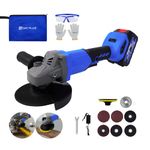 Cordless Angle Grinder 21V Brushless Angle Grinder Tool w/ 3.0Ah Battery & Charger, 2-Position Adjustable Auxiliary Handle,Cutting &Grinding Wheels,Gloves,Goggles for Cutting, Grinding, Polishing