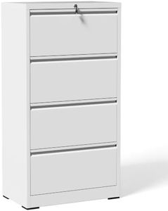OPTYMIRA 4 Drawer Lateral File Cabinet with Lock,White Metal Filing Cabinet