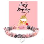 HEEYA Pink Girls Bracelets, Adjustable Bracelets fow Womens Friendship Bracelet for Girls Kids Teenage, Anniversary Birthday Jewellery Gifts for Girls