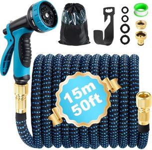 Gartenschlauch Flexibel 15m, Flexibler Gartenschlauch Dehnbarer mit 10 Funktions Gartenbrause, 1/2" 3/4" Adapter, Wasserschlauch Flexibel Schlauch Flexschlauch Garten für Gartenbewässerung Autowäsche