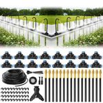 Bluepro Drip Irrigation System 100FT 1/4", 2026-Upgrade Garden Sprinkler Kit with 16PCS 360° Adjustable Copper Nozzles, Automatic Misting Watering System for Raised Beds, Greenhouse, Lawn, Patio, Yard