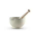 Vitrified Porcelain Pestle and Mortar Set for Grinding and Crushing Herbs, Seeds and Nuts, Size 1, 11.2cm Diameter, White, MB947003