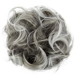 CAISHA Large Hairpiece Scrunchy Instant Updo Curly Messy Bun Gray Mix G19E