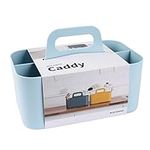 BLUE GINKGO Multipurpose Caddy Organizer - Stackable Plastic Caddy with Handle | Cleaning Caddy, Craft Tote, Desk Caddy, Art Organizers and Storage, Makeup Caddy (Rectangle) – Blue