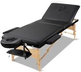 Zenses Massage Table Wooden 60cm Black Portable, Massages Therapy Bed, Folding Headrest 3 Fold Rectangle Chairs Beauty Spa Waxing Beds Bounes Cover Covers Carry Bag