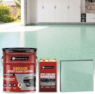 Luxury 3‑Component Epoxy Colored Sand Self‑Leveling Floor Paint, Marble‑Effect, 100% High Solids, 5.5:1 Sand‑Aggregate Ratio, 6H Hardness,1.5mm Finished Thickness, Light Lake Green,4 Gallon,100 Sq.Ft
