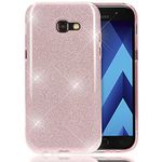 NALIA Glitter Case compatible with Samsung Galaxy A5 2017, Ultra-Thin Mobile Sparkle Silicone Back Cover, Protective Slim Shiny Protector Skin, Shock-Proof Gel Bling Smart-Phone Bumper, Color:Pink