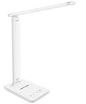 Whicow LED Desk Lamp Eye-Caring Table Lights,5 Lighting Modes & 5 Brightness Levels, Touch Control Adjustable Table lamp with USB Charging Port for Home Office Reading, Studying Working (White)