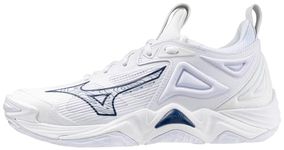 Mizuno Women's Wave Momentum 3 Volleyball Shoe, White-Navy, 9