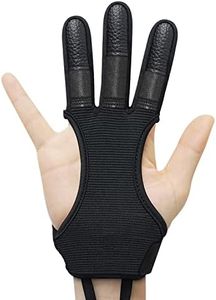 JKER TECH Archery Gloves Shooting Hunting Leather Three Finger Protector for Youth Adult Beginner (Upgrade Black XL)