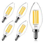 LangPlus+ 5 Pack 6W C35 LED Candle Light Bulb, Dimmable E14 Small Edison Screw Chandelier Bulbs, 2700K Warm White LED Vintage Candelabra Bulb