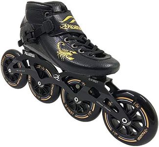 PASENDI Professional Carbon Fiber Speed Skates Adult Men's and Women's Skates 4-Wheels Single-Row Roller Skates Shoes Black Inline Skate Shoes (Black, US10/EU43)