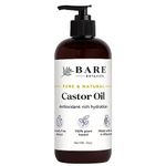 Bare Botanics Hexane Free Castor Oil 473ml | 100% Pure Golden Castor Oil for Hair & Dry Skin | Expeller Pressed Castor Body Oil for Skin Moisturizer | Vegan Cruelty-Free and GMO-Free