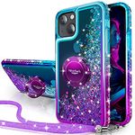 Silverback for iPhone 13 Mini Case with Ring Stand, Women Girls Bling Holographic Sparkle Glitter Cute Cover, Diamond Ring Protective Phone Case for iPhone 13 Mini 5.4'' - Purple