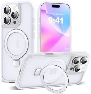 SKYLMW Compatible with iPhone 16 Pro Case with Invisible Magnetic O-Ring Stand Military-Grade Phone Case for iPhone 16 Pro 6.3" [Compatible with Mag-Safe][Great Grip Feeling],Translucent
