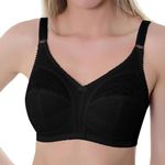 Gemm Ladies Black Non Wired Lace Trim Plus Size Bra with Large Cup Sizes Full Firm Support (36 J, Black)