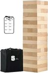 Large Tower Wooden Stacking Outdoor Games for Adults and Family Yard Lawn Blocks Games - Includes Rules and Carrying Bag-54 Pcs Premium Wood