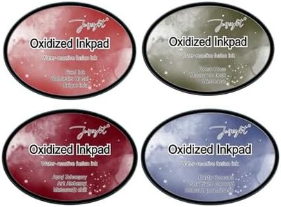Qsnmieo Distress Oxide Ink Pads for Stamps 2.8"X3.9"Stamping, Ink Stamp Pads (F:Aged Mahogany+Other 3 Colors)