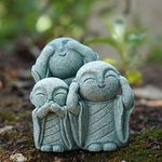 OwMell 3 Japanese Jizo Statue Stone Japanese Buddha Jizo Monk Statue Figurine Memorial Statue Aquarium Decoration Garden Outdoor Ornament 3" - No Evil