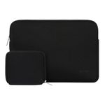 MOSISO Laptop Sleeve Compatible with MacBook Air 13 inch M3 A3113 M2 A2681 M1 A2337 A2179 A1932 / Pro 13 M2 M1 A2338 A2251 A2289 A2159 A1989 A1706 A1708, Neoprene Bag with Small Case, Black