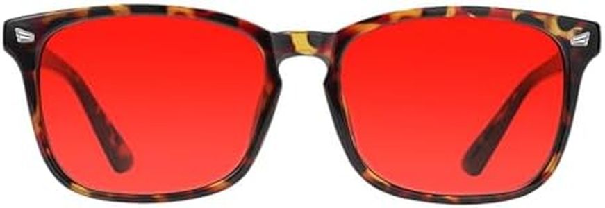 TIJN Sleep Glasses with Blue Green Light Blocking, Red Light Lens for Computer Gaming, Screen Fatigue & UV Protection
