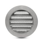 FRESH SPEED 4 Inch Grey Round Metal Dryer Vent Cover Flat Louver with Fly Mesh