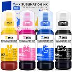 Printers Jack Sublimation Ink 4x100ml Auto Refill for Supertank Printers ET2800 ET15000 ET-2720 ET-4700 ET-2760 ET-3760 ET-4760 ET-2700 ET-2750 ET-4750 L3110 L3150 /Upgrade Version/Free ICC Printing