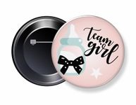 Printing Solutions Baby Shower Button Badges Team Girl (Pack of 10), Pink