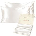 YANIBEST Satin Pillowcase for Hair and Skin - Queen Pillow Cases Set of 2 Pack 20x30 Inches, Silk Pillowcase for Hair & Skin with Zipper, Gifts for Women Men,White